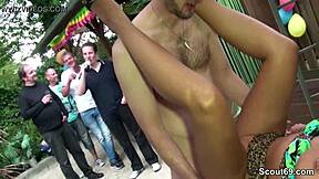 skandal - mutti fucks young guy right in the middle of garden party