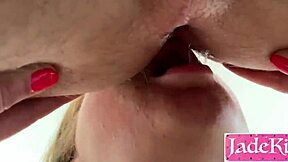 submissive cumslut gives sloppy blowjob, gets pussy fucked and rimjob 😈