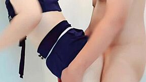 asian cosplay police girl gets creampied in doggystyle