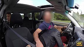 Young Well-Rounded Girl Seeks Cash Outdoors in Public Pickup Scenario