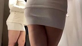 Teens in public fitting room