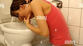 Girl Pukes In Bathroom