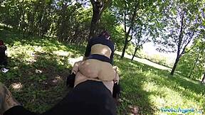 Sexy ass rides big cock in public