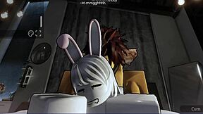Roblox Bunny Femboy Enthusiastically Rides Cock In Intense Session