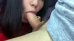 cute petite latina girlfriend's homemade hobby deepthroats cock close-up