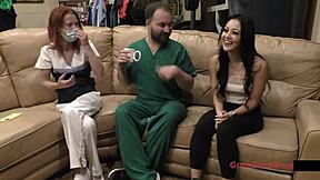 blaire celeste begs patient to examine her pierced hooters and shaved pussy