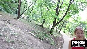 pov with exhibitionist misha maver flashing big tits in the woods