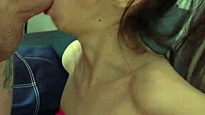 bts with candie cross, my skinny slut deepthroats and spits for rough facial