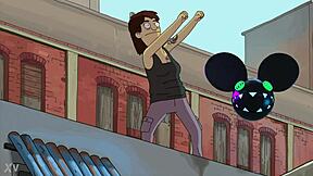 Dynamic dancing figure from bobs burgers movie bridges deadmau5 lightwave intensely