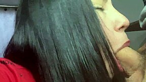 cute petite latina girlfriend's homemade hobby deepthroats cock close-up