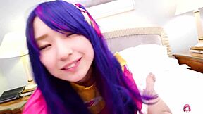 ouka yamashita sucks cock bent over then rides to wet orgasm