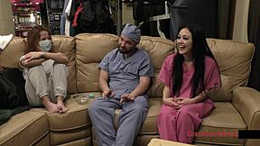 blaire celeste begs patient to examine her pierced hooters and shaved pussy