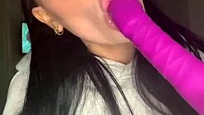 horny british coed teases squirting orgasm in solo webcam toy play