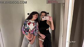 Two horny milf teen lesbians kiss pussy play in public locker room bitch action