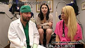 mina moon spreads shaved pussy wide as cum blasts her smooth lips close up