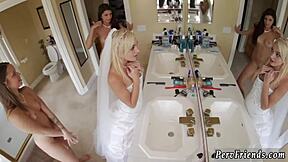 bridesmaids go wild with bus handjobs and hardcore group fun for the groom