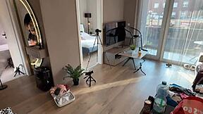 amazing skinny cheerleader brunette big naturals teases in cfnm casting turns porn