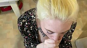 instead of homework this teen blonde sucks my huge cock 😍🍆💦