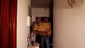 naked fuck doll arrives bent over in box ready for doggystyle creampie