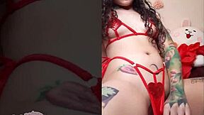 i slide red buttplug deep into my tight virgin pussy