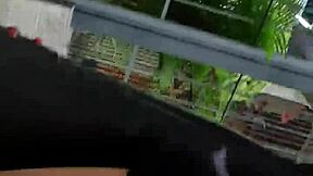 latina struts outdoors with no panties flashing natural tits and pussy