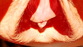 Mature blonde cougar flashes huge meaty shaved pussy lips gape in homemade