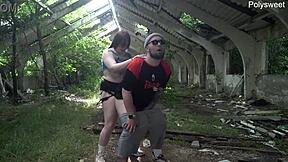 Public pegging thrills me in sunny outdoor femdom with curvy milf