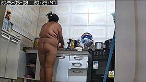 camera catches hot neighbor cleaning house flashing huge pussy