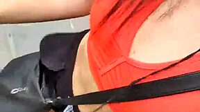 latina struts outdoors with no panties flashing natural tits and pussy