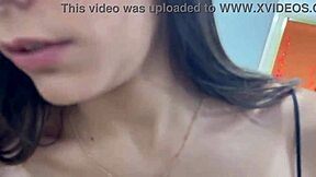 Skinny teen housewife cleans house then fingers shaved pussy softly