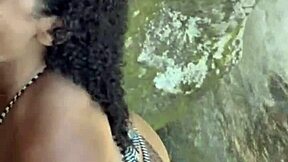 45-year-old milf's first outdoor fuck with young stud at waterfall