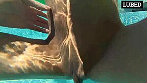 laynee james wets pussy in pool. then rides cock creampie