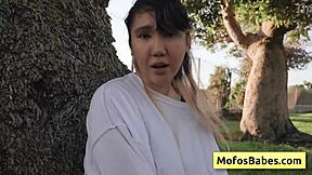 sexy asian teen tomie tang bares natural big tits outdoors for charles dera pounding!