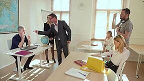 horny tiffany tatum leads after-class orgy with double penetration and facials for teens