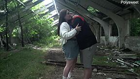 Public pegging thrills me in sunny outdoor femdom with curvy milf