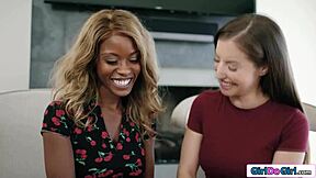 straight gfs dive into licking hairy ebony lesbian recruiters' beavers