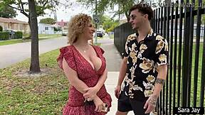 Dude rams huge cock into fat milf's big ass and tits