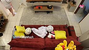 Hot Wife Tempts Delivery Boy Inside. Sofa Seduction Unfolds in Her House.