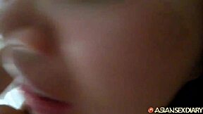 hey horny thai teen with braces grinds shaved pussy on white cock to quick cum