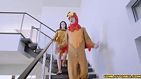 Cock Sucking Girls Kneel for Deepthroat Oral Service