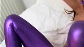 Brunette Babe Teases New PVC Panties in Lingerie Show