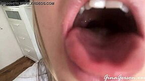 i obsess over skinny blonde teen's sloppy tongue saliva throat fetish