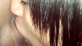 crossdressing transsexual sucks off young client's huge pink monster cock in apartment