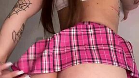 wanna see this bitch's miniskirt ass gape from huge plug before her date?