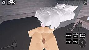 Roblox guy fucks cute girl with blowjob. Hard sex creampie finish.