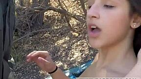 Real Cop Latina Redhead Deepthroats Big Cock Outdoors In Uniform