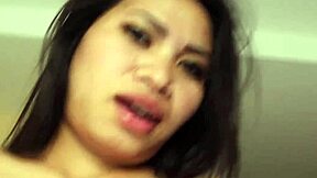 hey horny thai teen with braces grinds shaved pussy on white cock to quick cum