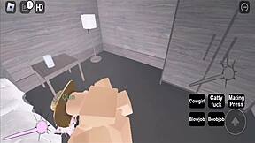 Roblox guy fucks cute girl with blowjob. Hard sex creampie finish.