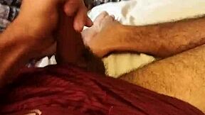 brazilian skinny babe spreads legs wide in bedroom, moans loud jerking huge cock solo homemade