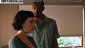 Husbands boss chokes milf on bbc deepthroat dinner she gags for!